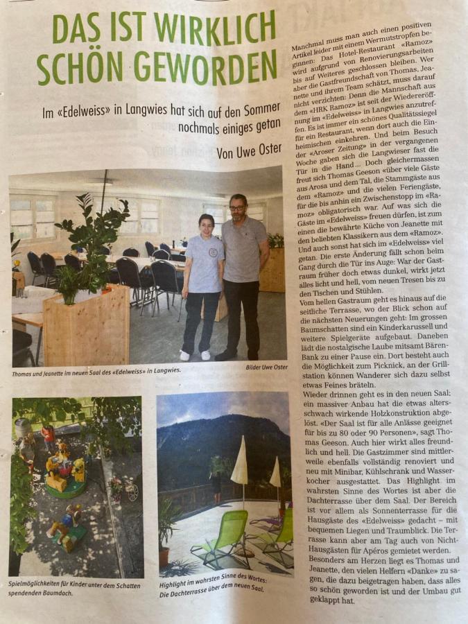 Gasthaus Edelweiss Langwies Zewnętrze zdjęcie